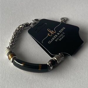 Tiger Eye & Stainless Steel Bracelet